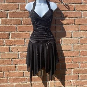 Black Sequin Halter Dress